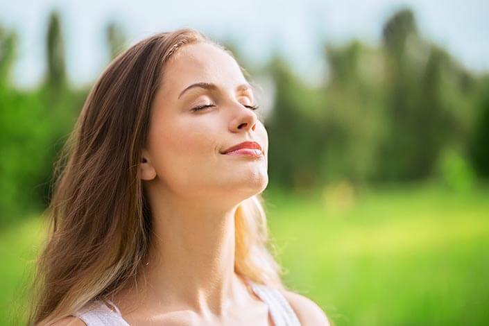 Woman Breathing Through He Nose